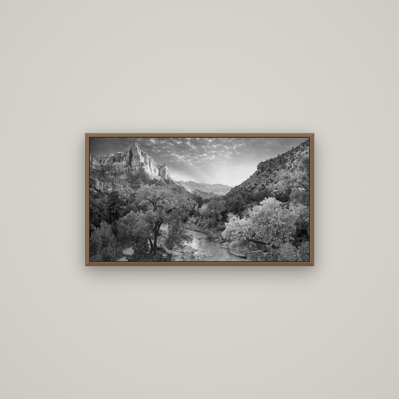 Canyon Evening, Zion National Park, Basel Walnut, 80×45 cm. New Zealand fine art wall art by Stephen Milner.
