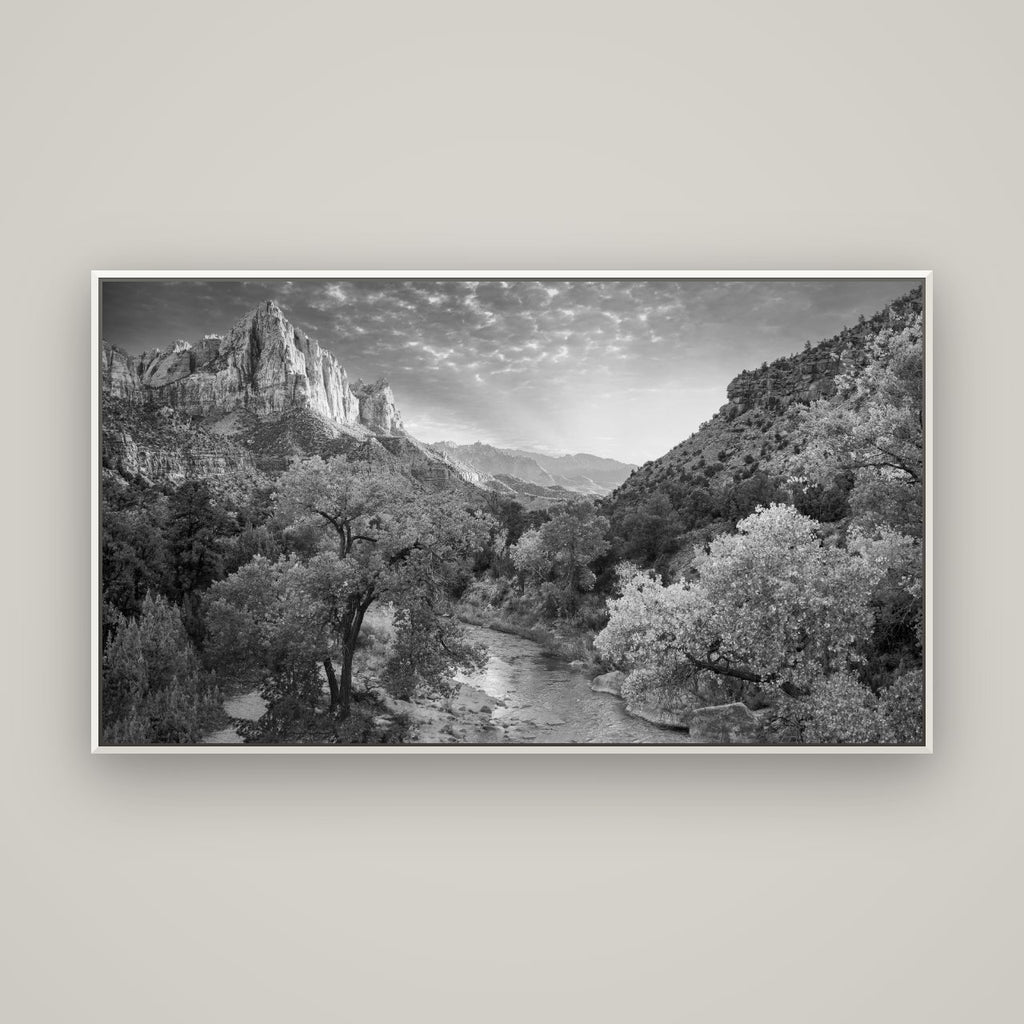 Canyon Evening, Zion National Park — Basel White, 160×90 cm. New Zealand fine art wall art by Stephen Milner.