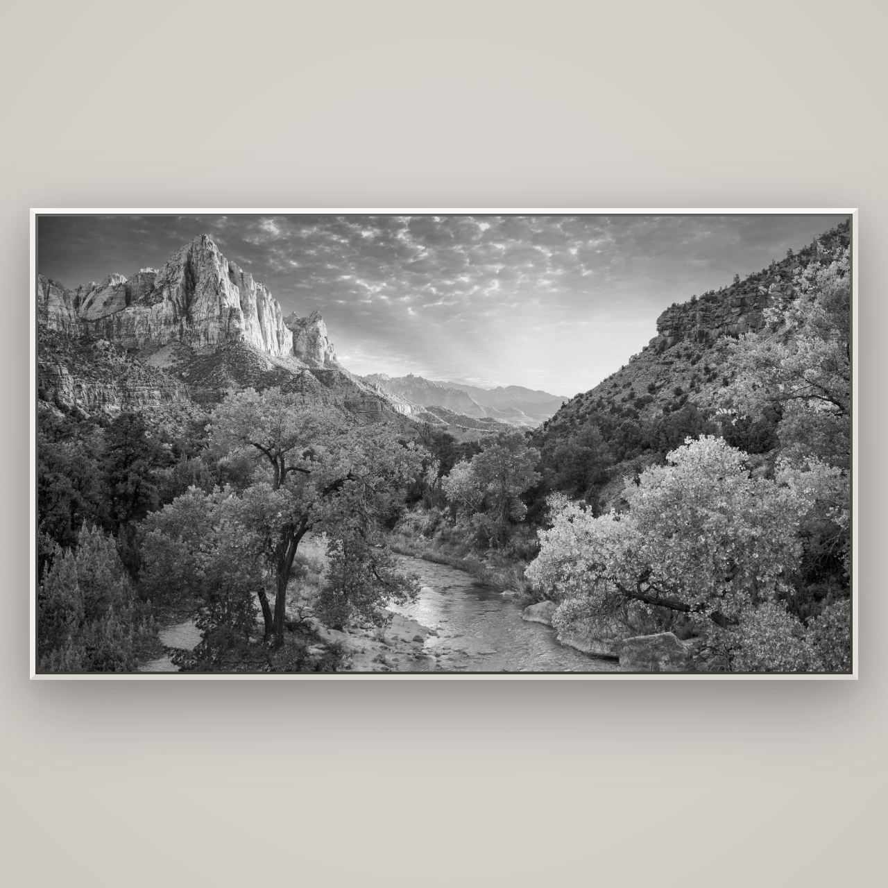 Canyon Evening, Zion National Park — Basel White, 196×110 cm. New Zealand fine art wall art by Stephen Milner.