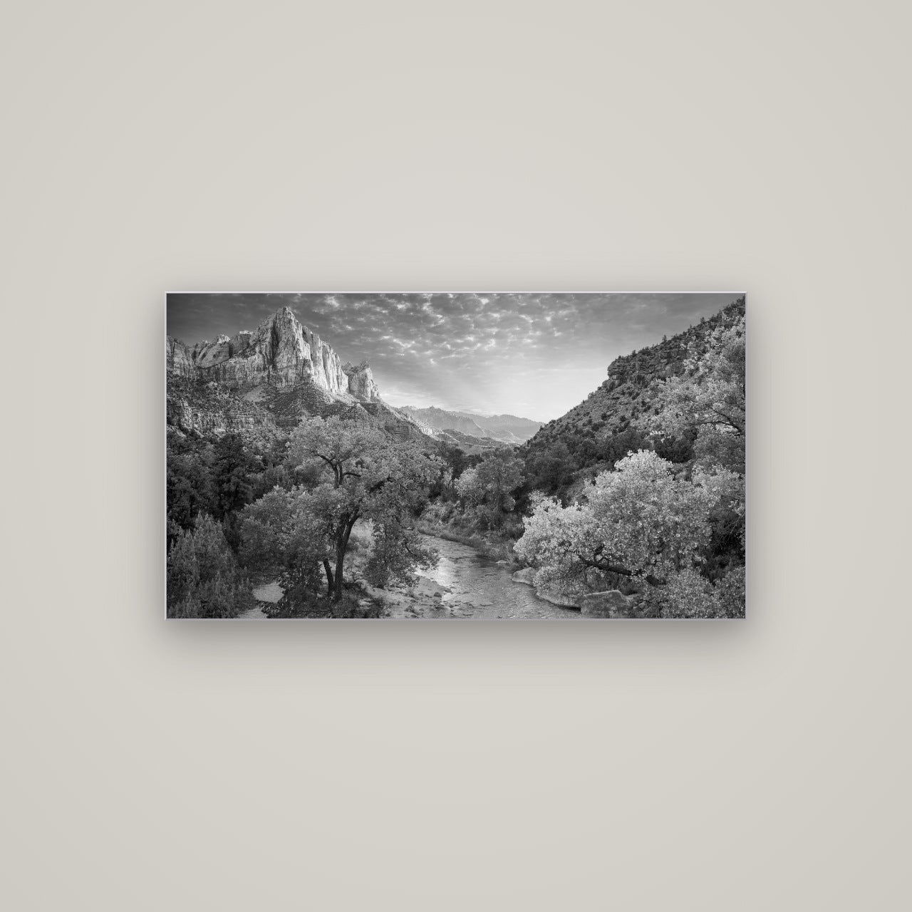 Canyon Evening, Zion National Park — Slimline Silver, 107×60 cm. New Zealand fine art wall art by Stephen Milner.