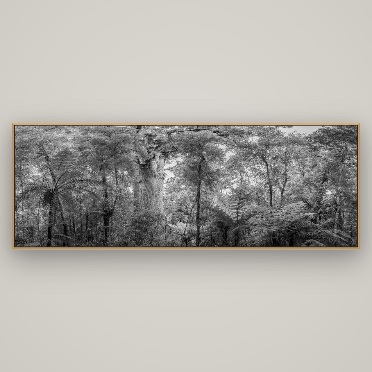 Cathedral of Giants, Ancient Kauri, Dargaville, Basel Natural Oak, 198×70 cm. New Zealand fine art wall art by Stephen Milner.