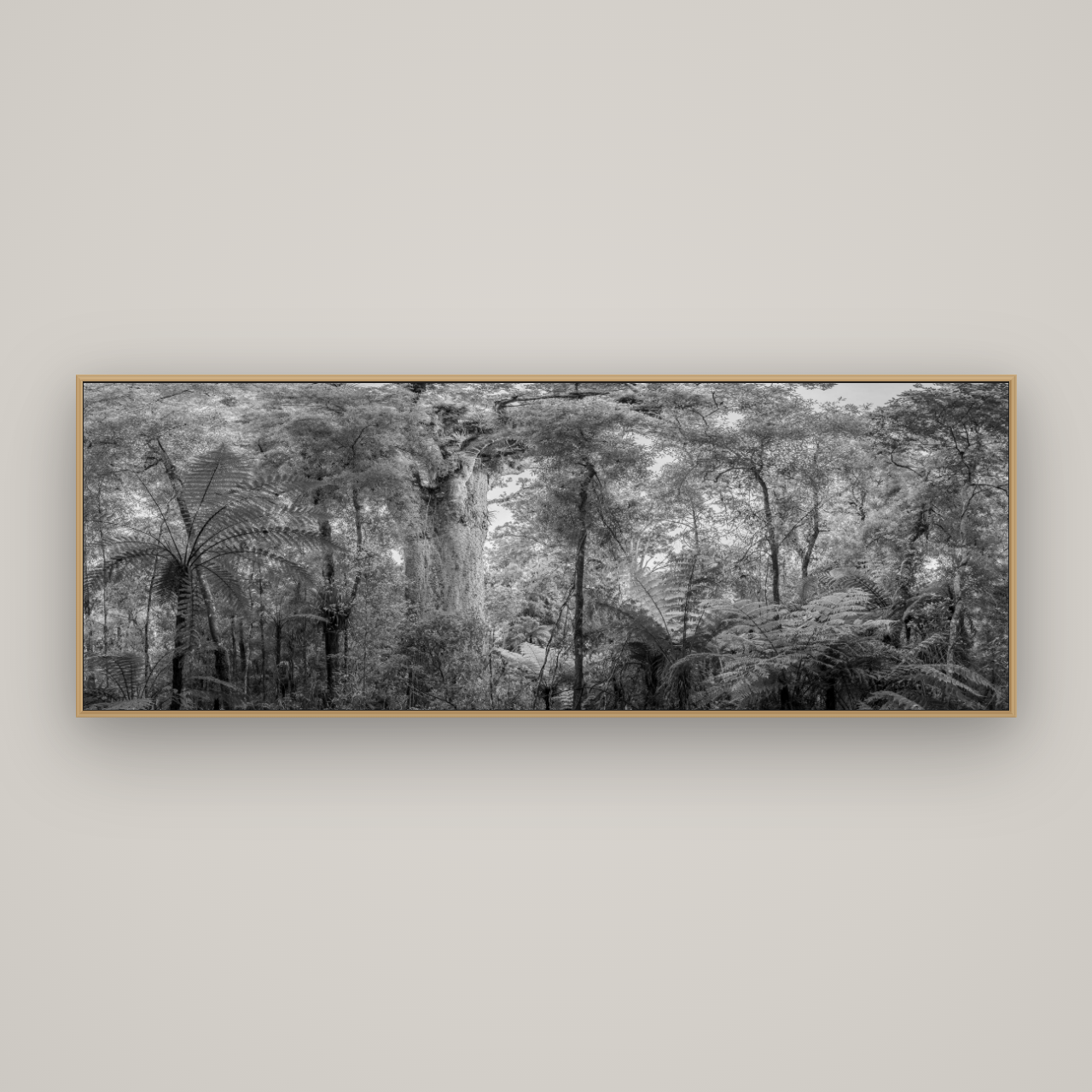 Cathedral of Giants, Ancient Kauri, Dargaville, Basel Natural Oak, 198×70 cm. New Zealand fine art wall art by Stephen Milner.