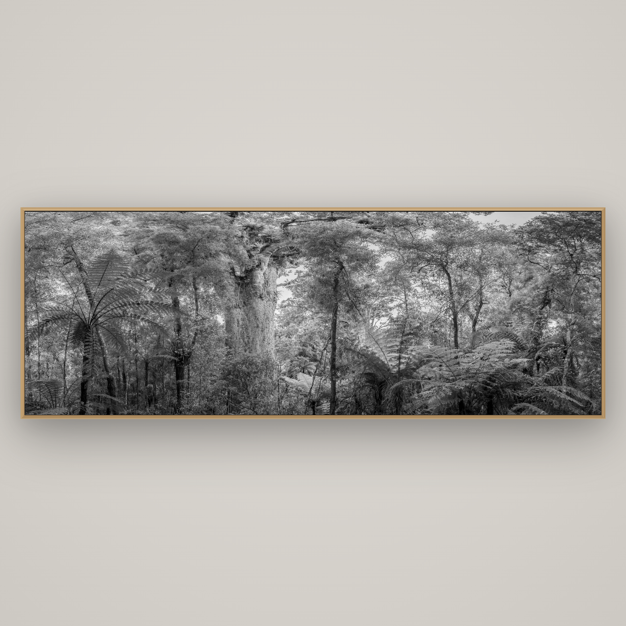 Cathedral of Giants, Ancient Kauri, Dargaville, Basel Natural Oak, 227×80 cm. New Zealand fine art wall art by Stephen Milner.