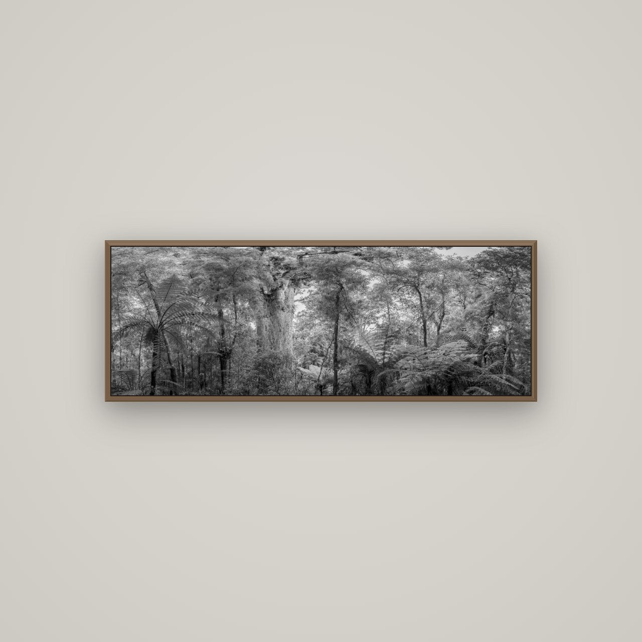 Cathedral of Giants, Ancient Kauri, Dargaville, Basel Walnut, 113×40 cm. New Zealand fine art wall art by Stephen Milner.