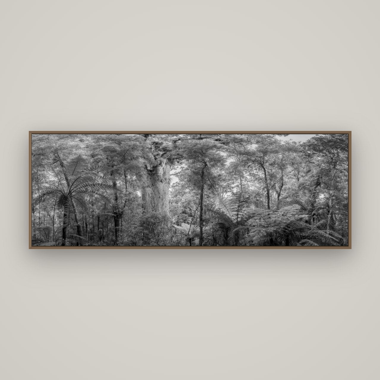 Cathedral of Giants, Ancient Kauri, Dargaville, Basel Walnut, 170×60 cm. New Zealand fine art wall art by Stephen Milner.