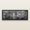 Cathedral of Giants, Ancient Kauri, Dargaville, black and white framed metallic canvas print, Black frame. New Zealand fine art wall art by Stephen Milner.