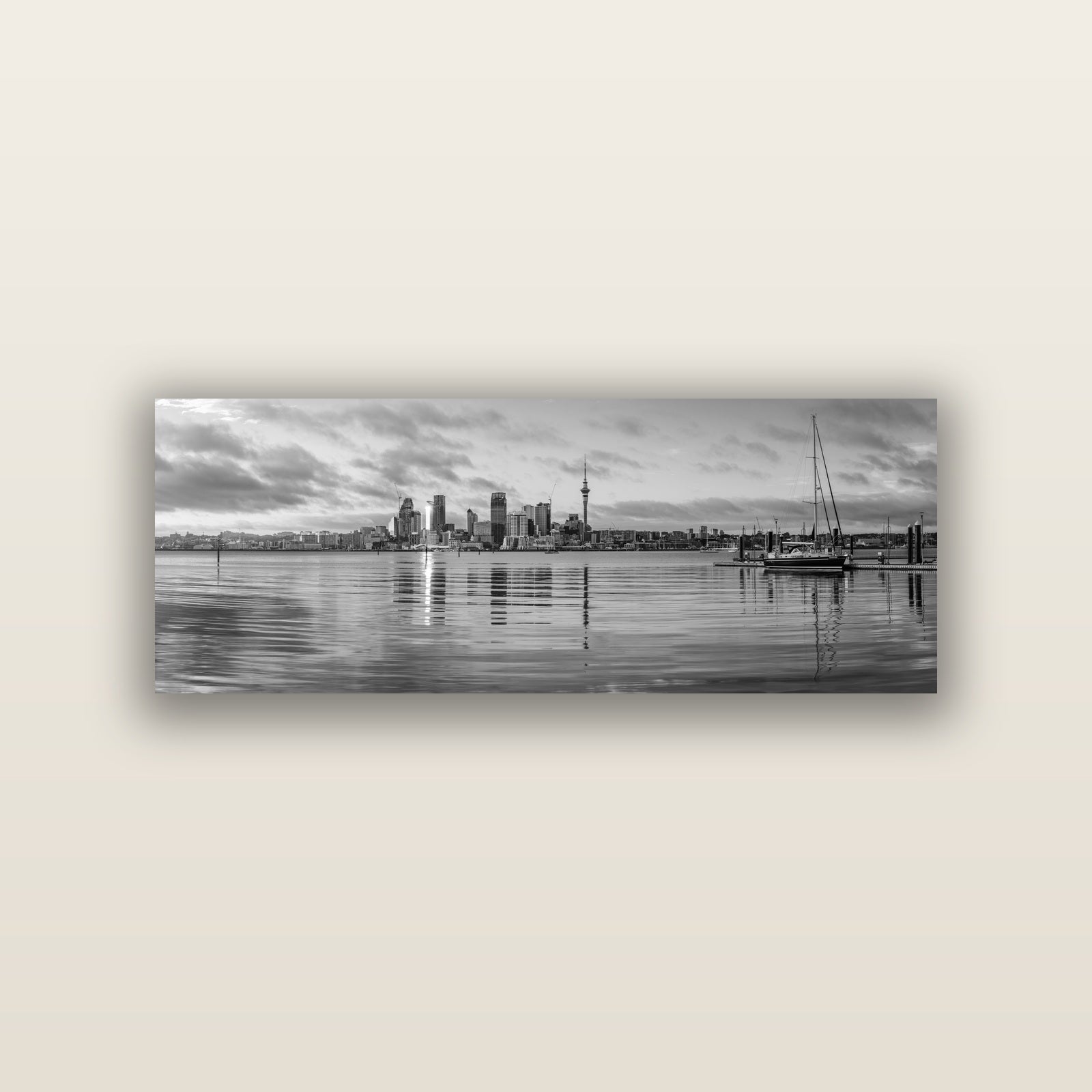 City of Dawn, Auckland's Majestic Awakening — acrylic panel print, small 76 × 25 cm. New Zealand fine art landscape wall art by Stephen Milner.
