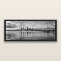 City of Dawn, Auckland's Majestic Awakening, black and white framed metallic canvas print, Black frame. New Zealand fine art wall art by Stephen Milner.