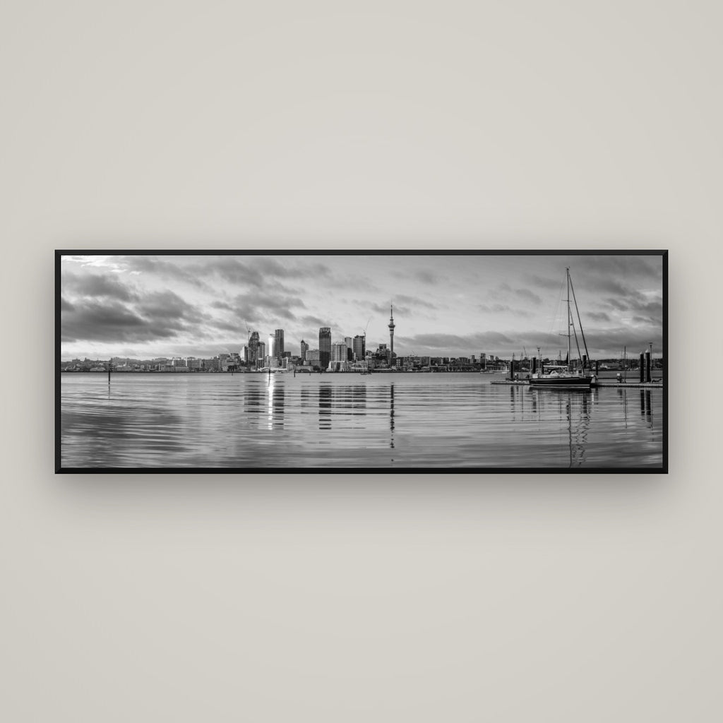 City of Dawn, Auckland's Majestic Awakening — Basel Black Matte, 170×60 cm. New Zealand fine art wall art by Stephen Milner.