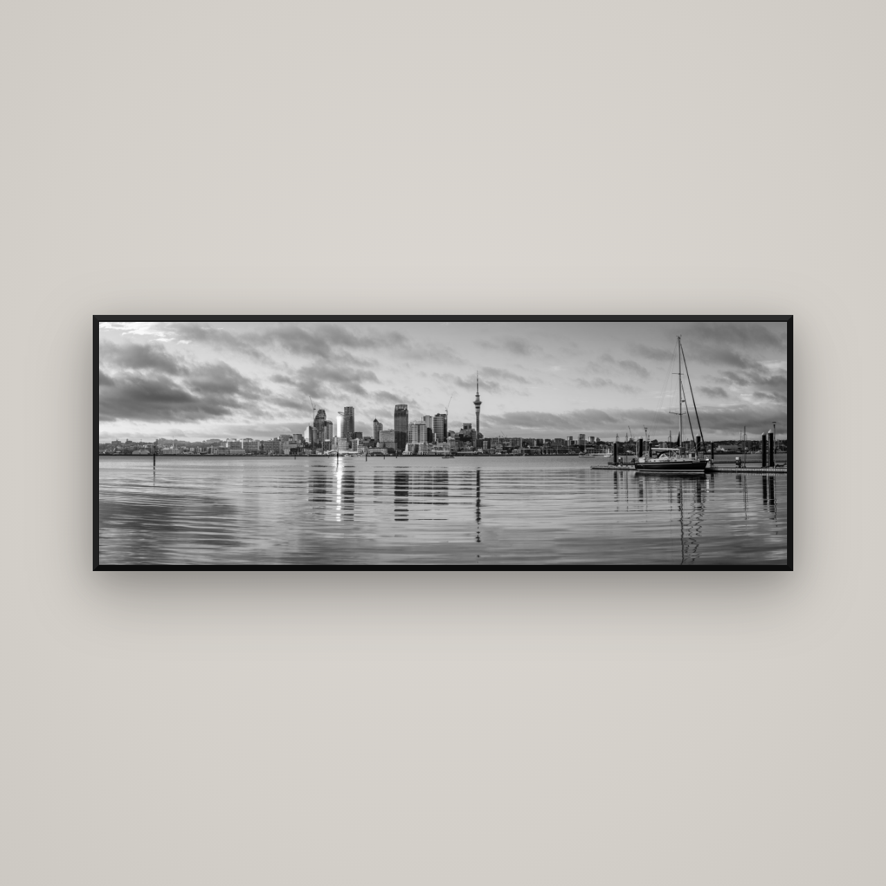City of Dawn, Auckland's Majestic Awakening — Basel Black Matte, 170×60 cm. New Zealand fine art wall art by Stephen Milner.