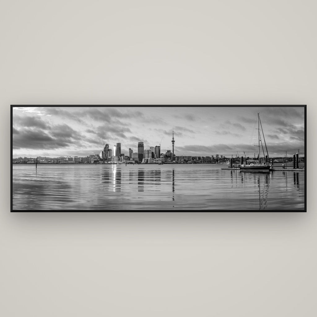 City of Dawn, Auckland's Majestic Awakening — Basel Black Matte, 198×70 cm. New Zealand fine art wall art by Stephen Milner.