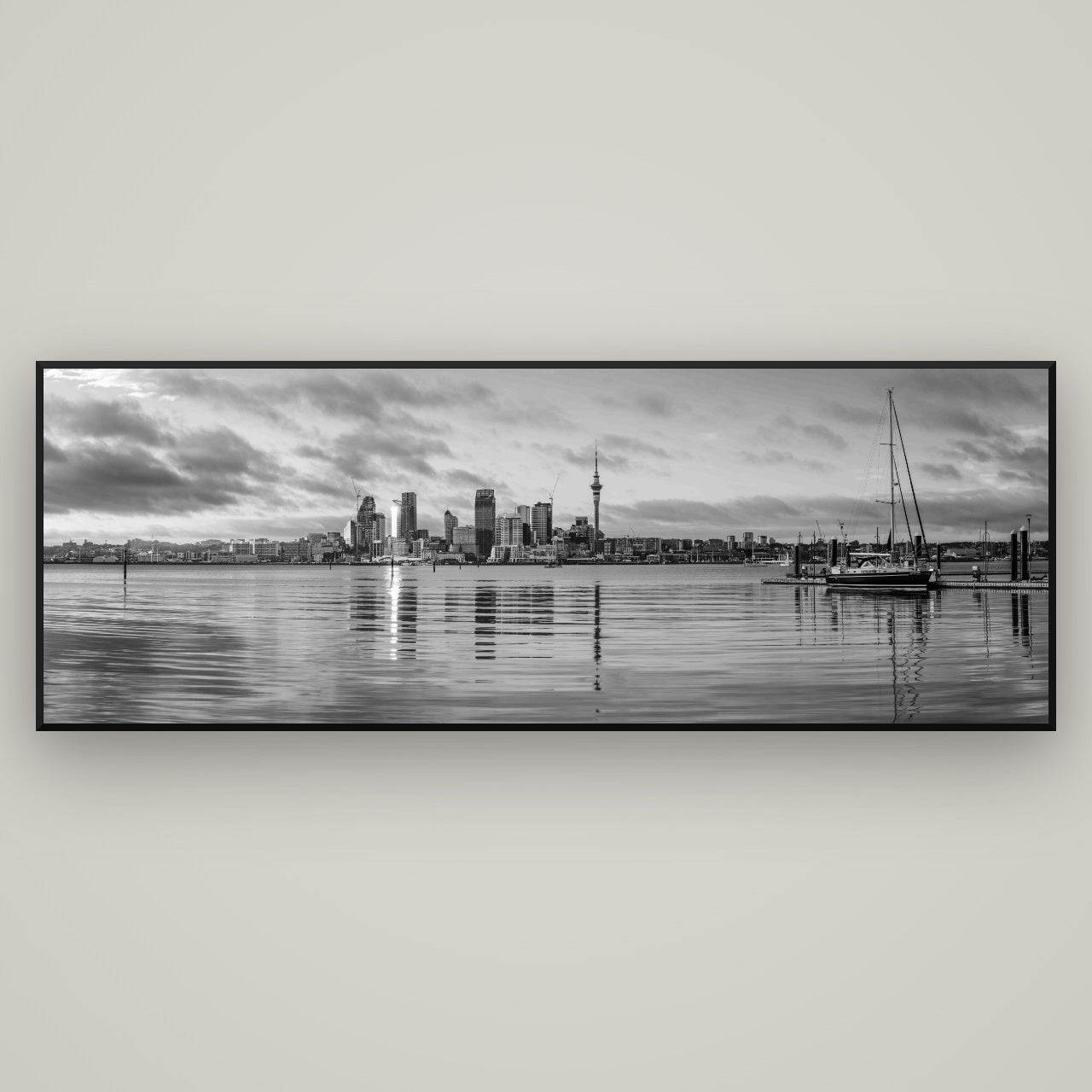 City of Dawn, Auckland's Majestic Awakening — Basel Black, 198×70 cm. New Zealand fine art wall art by Stephen Milner.