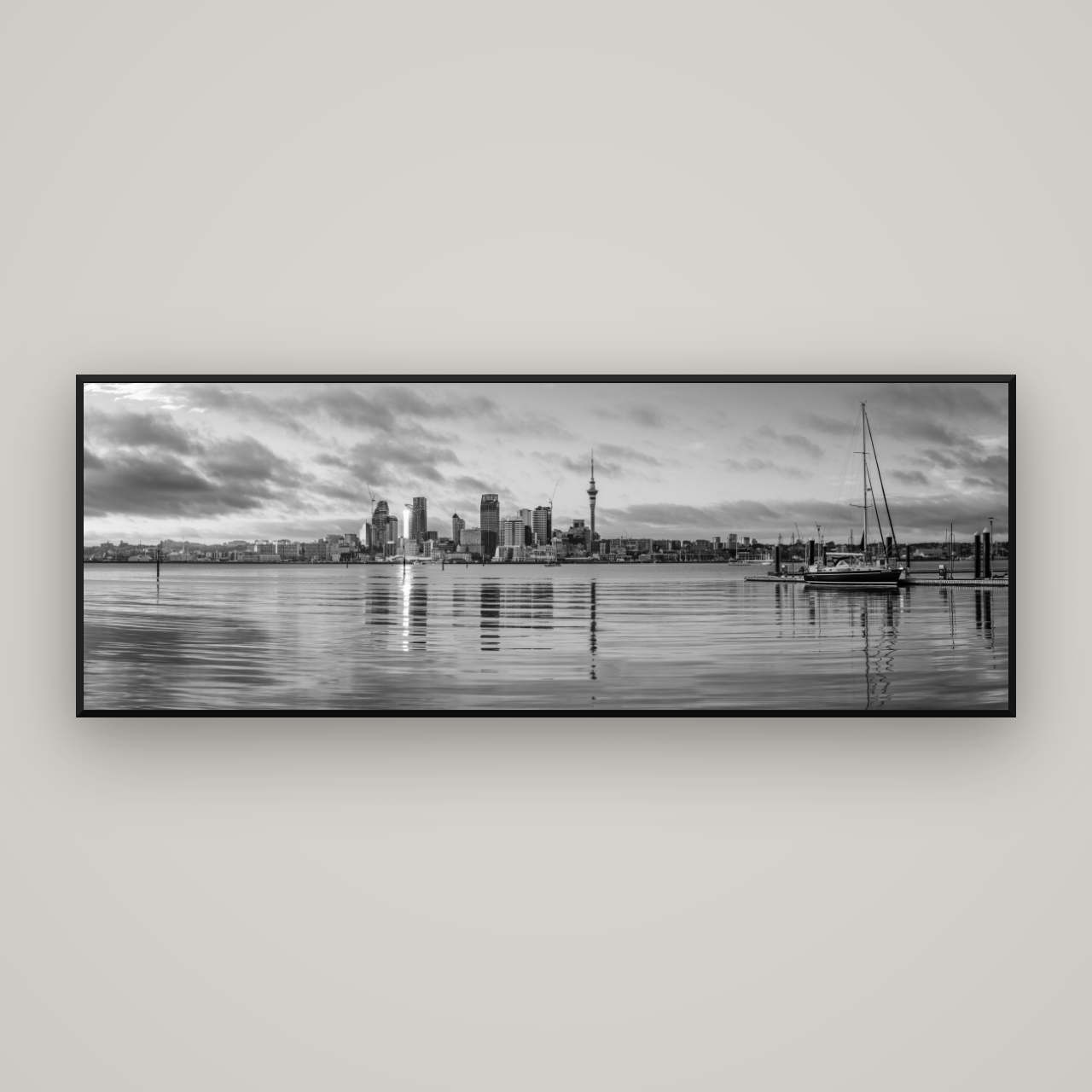 City of Dawn, Auckland's Majestic Awakening — Basel Black Matte, 198×70 cm. New Zealand fine art wall art by Stephen Milner.