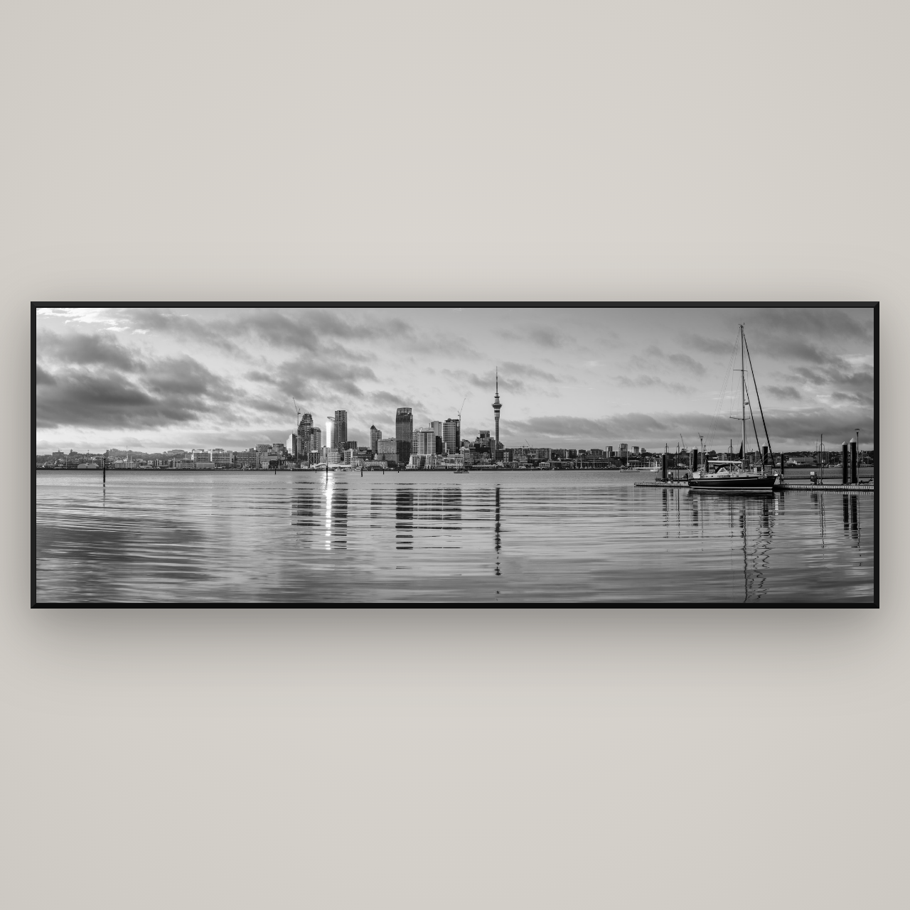 City of Dawn, Auckland's Majestic Awakening — Basel Black Matte, 227×80 cm. New Zealand fine art wall art by Stephen Milner.