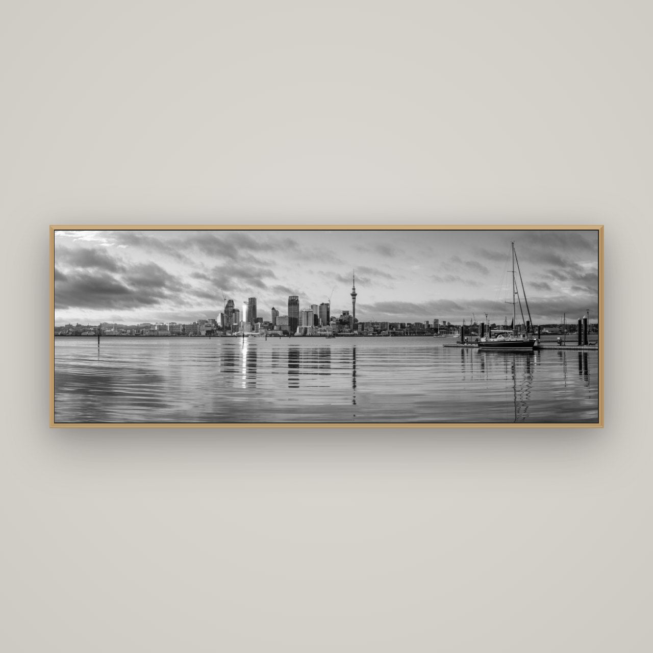 City of Dawn, Auckland's Majestic Awakening, Basel Natural Oak, 170×60 cm. New Zealand fine art wall art by Stephen Milner.