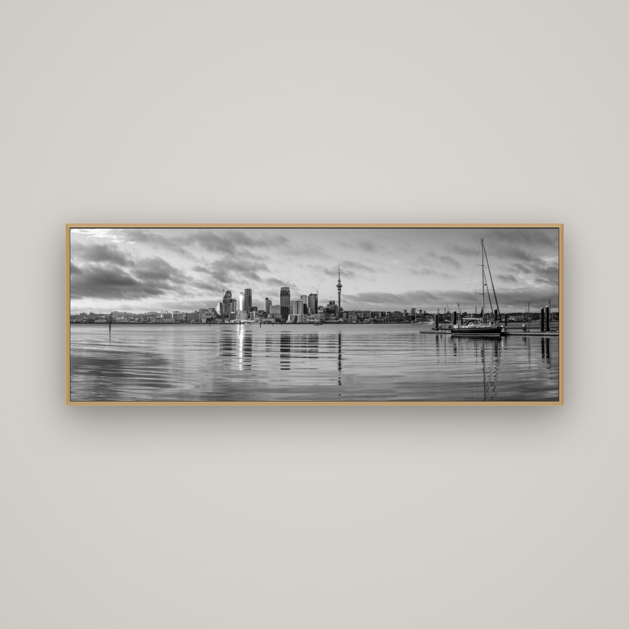 City of Dawn, Auckland's Majestic Awakening, Basel Natural Oak, 170×60 cm. New Zealand fine art wall art by Stephen Milner.