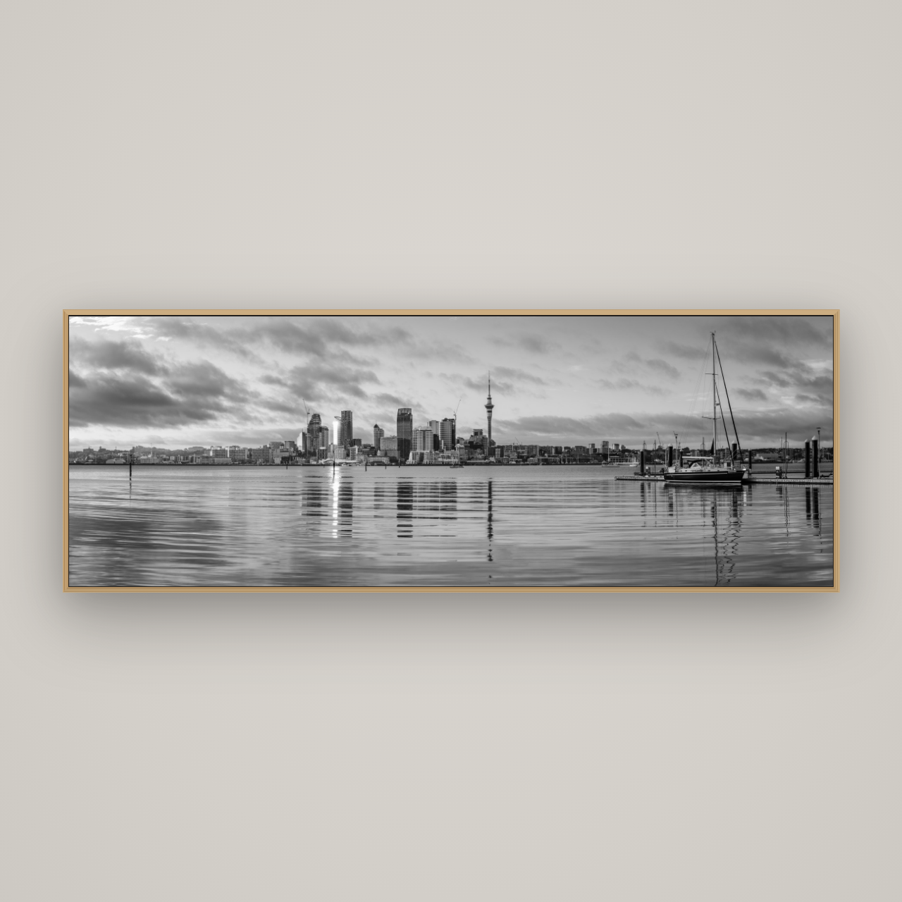 City of Dawn, Auckland's Majestic Awakening, Basel Natural Oak, 198×70 cm. New Zealand fine art wall art by Stephen Milner.
