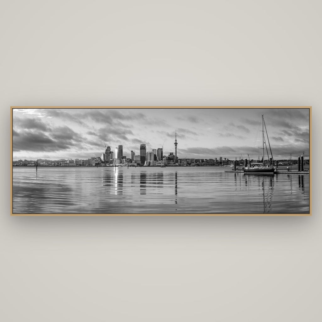 City of Dawn, Auckland's Majestic Awakening, Basel Natural Oak, 198×70 cm. New Zealand fine art wall art by Stephen Milner.