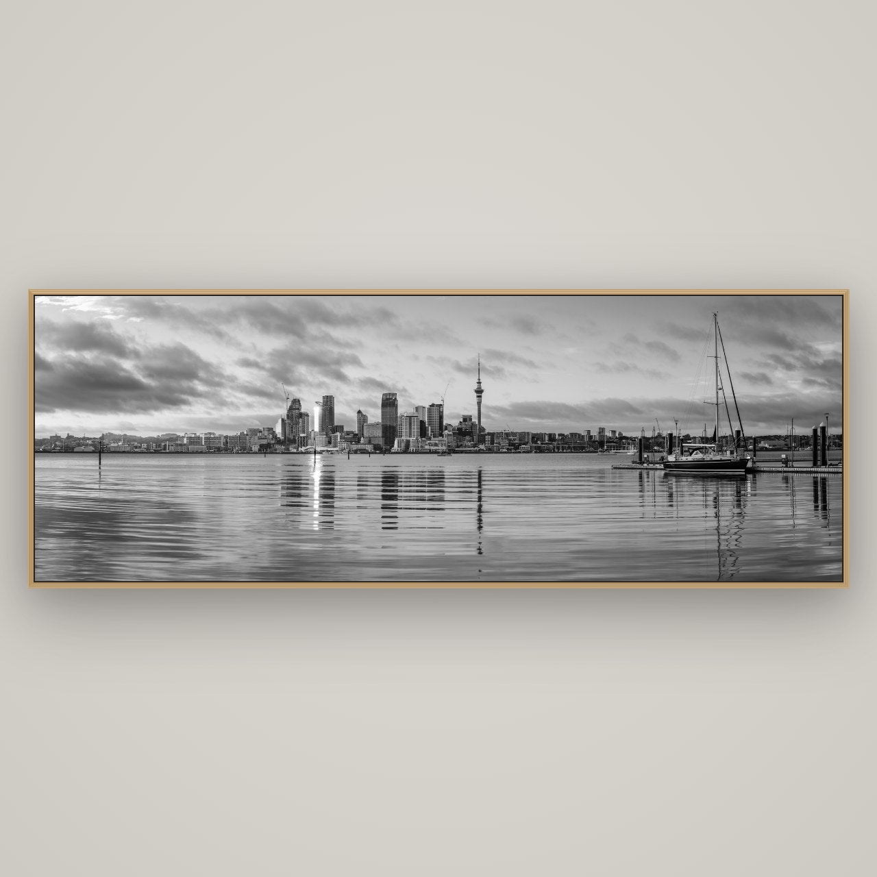 City of Dawn, Auckland's Majestic Awakening, Basel Natural Oak, 198×70 cm. New Zealand fine art wall art by Stephen Milner.