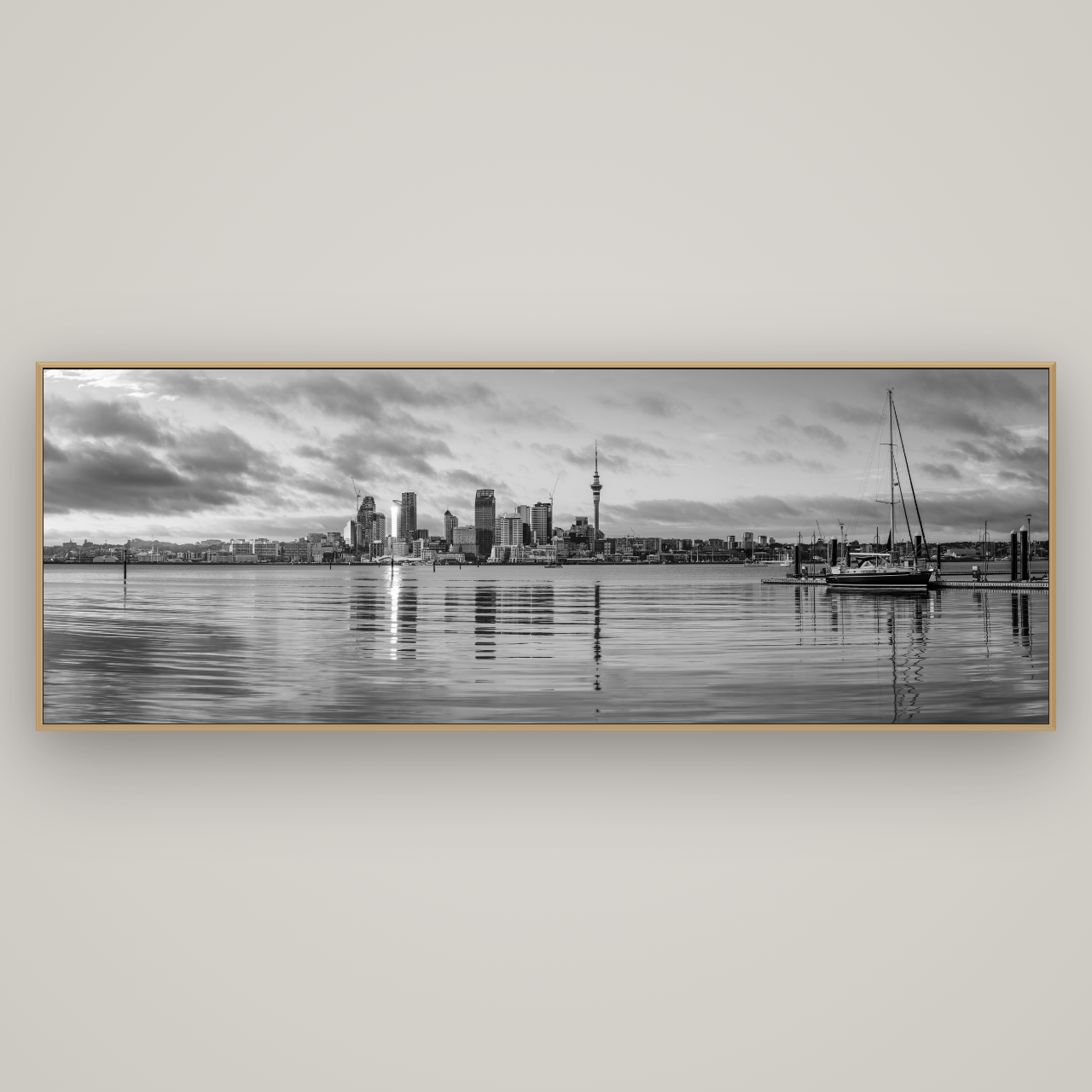 City of Dawn, Auckland's Majestic Awakening, Basel Natural Oak, 227×80 cm. New Zealand fine art wall art by Stephen Milner.