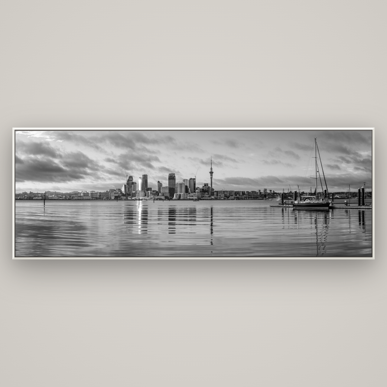 City of Dawn, Auckland's Majestic Awakening — Basel White, 227×80 cm. New Zealand fine art wall art by Stephen Milner.