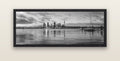 City of Dawn, Auckland's Majestic Awakening — black float frame canvas, 152 × 56 cm. New Zealand fine art landscape wall art by Stephen Milner.