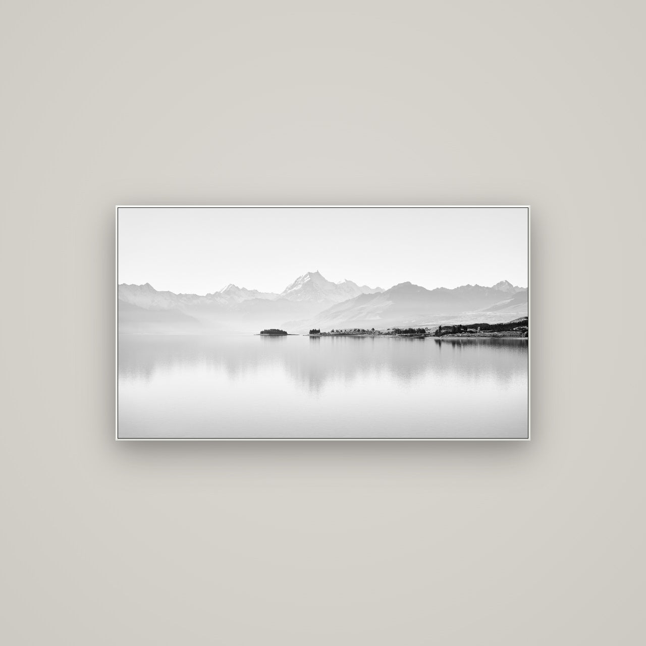 Cook's Elegance, Lake Pukaki — ArtBox White, 107×60 cm. New Zealand fine art wall art by Stephen Milner.