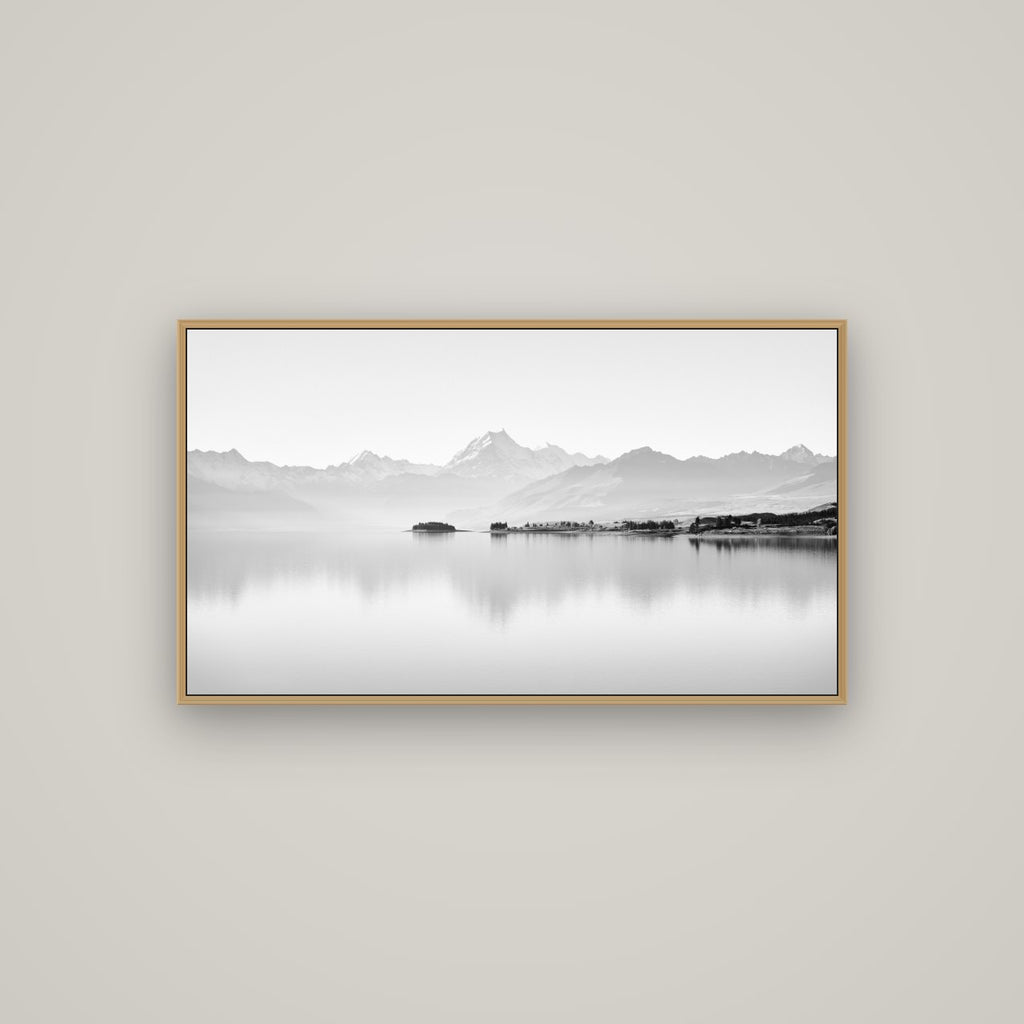 Cook's Elegance, Lake Pukaki, Basel Natural Oak, 107×60 cm. New Zealand fine art wall art by Stephen Milner.