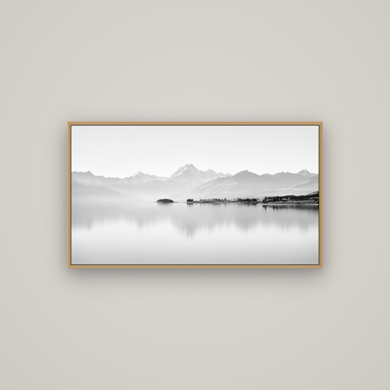 Cook's Elegance, Lake Pukaki, Basel Natural Oak, 107×60 cm. New Zealand fine art wall art by Stephen Milner.
