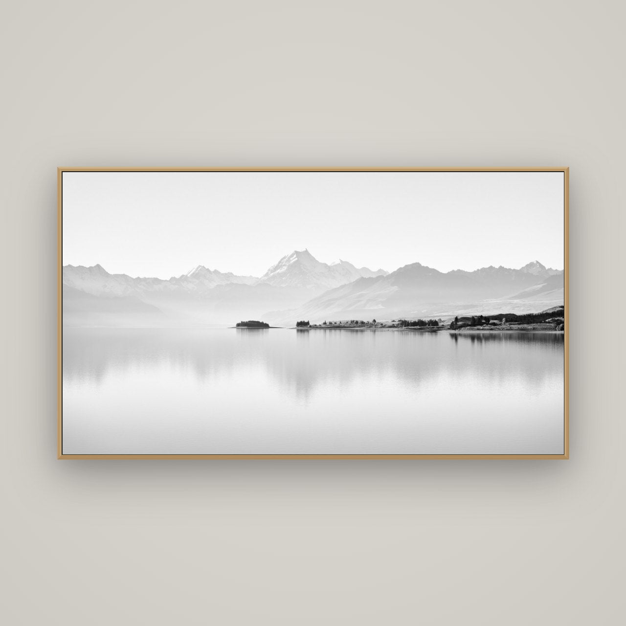 Cook's Elegance, Lake Pukaki, Basel Natural Oak, 160×90 cm. New Zealand fine art wall art by Stephen Milner.