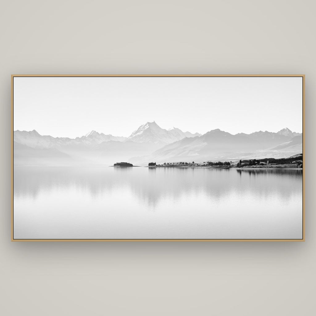 Cook's Elegance, Lake Pukaki, Basel Natural Oak, 196×110 cm. New Zealand fine art wall art by Stephen Milner.