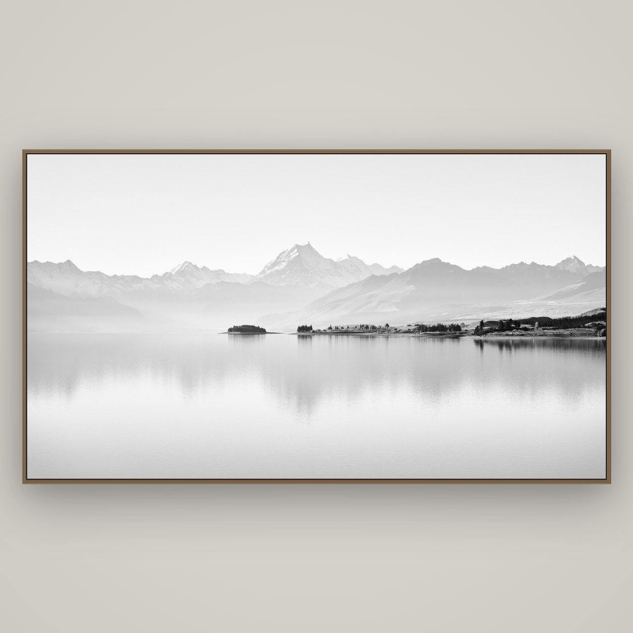 Cook's Elegance, Lake Pukaki, Basel Walnut, 196×110 cm. New Zealand fine art wall art by Stephen Milner.