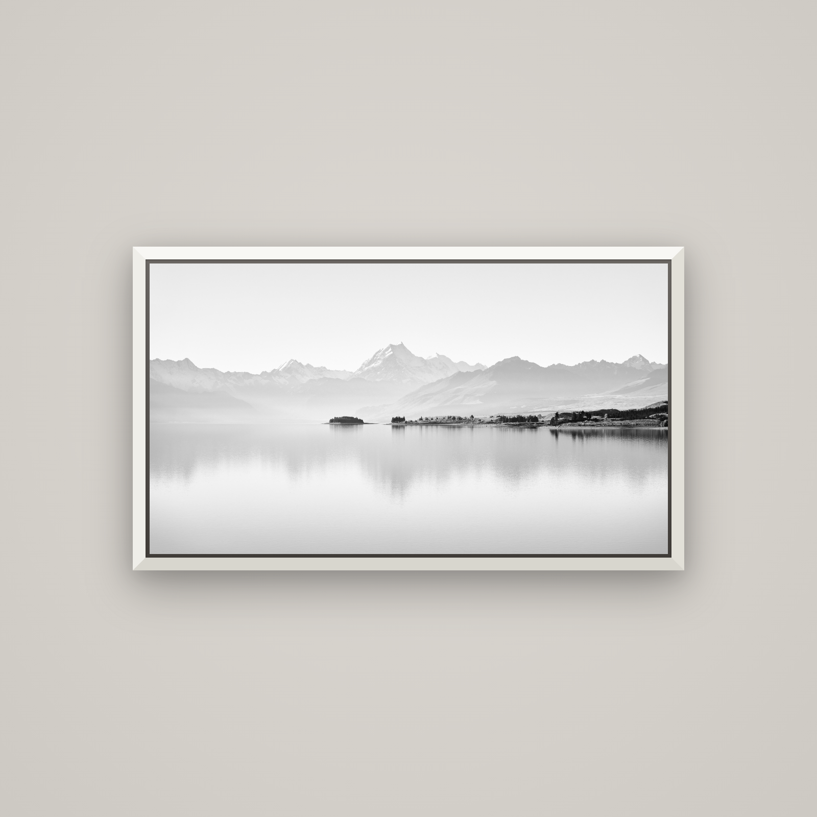 Cook's Elegance, Lake Pukaki — Basel White, 107×60 cm. New Zealand fine art wall art by Stephen Milner.