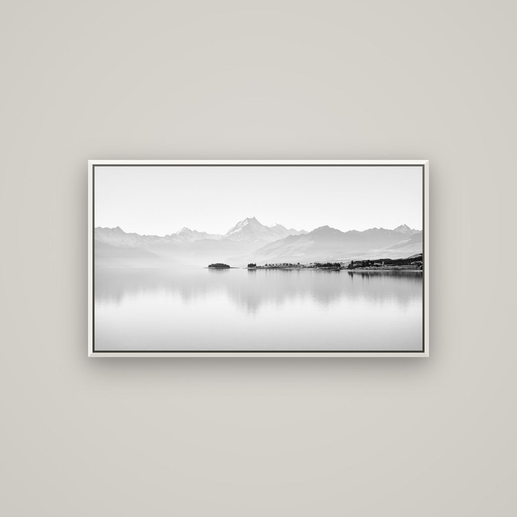 Cook's Elegance, Lake Pukaki — Basel White, 107×60 cm. New Zealand fine art wall art by Stephen Milner.