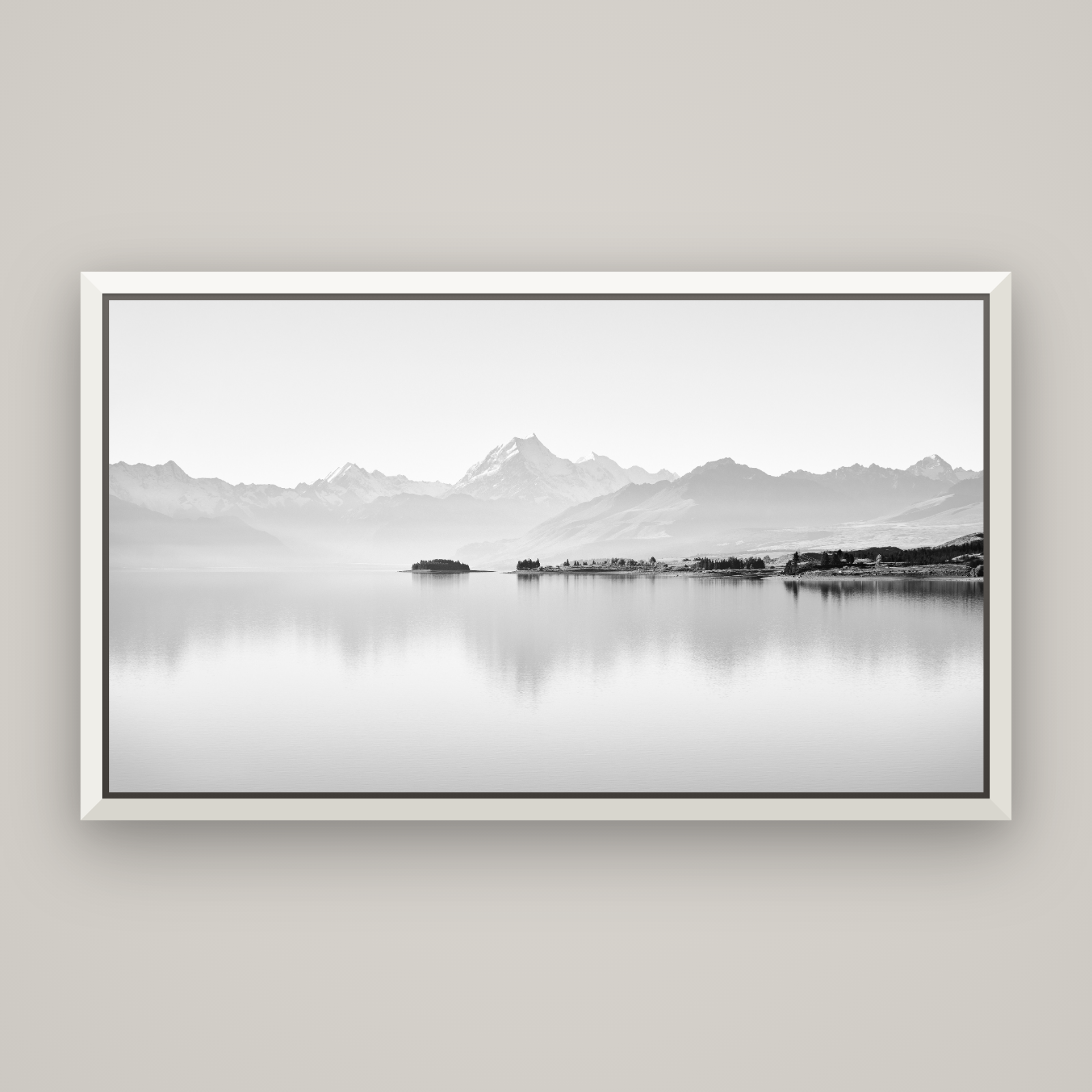Cook's Elegance, Lake Pukaki — Basel White, 160×90 cm. New Zealand fine art wall art by Stephen Milner.