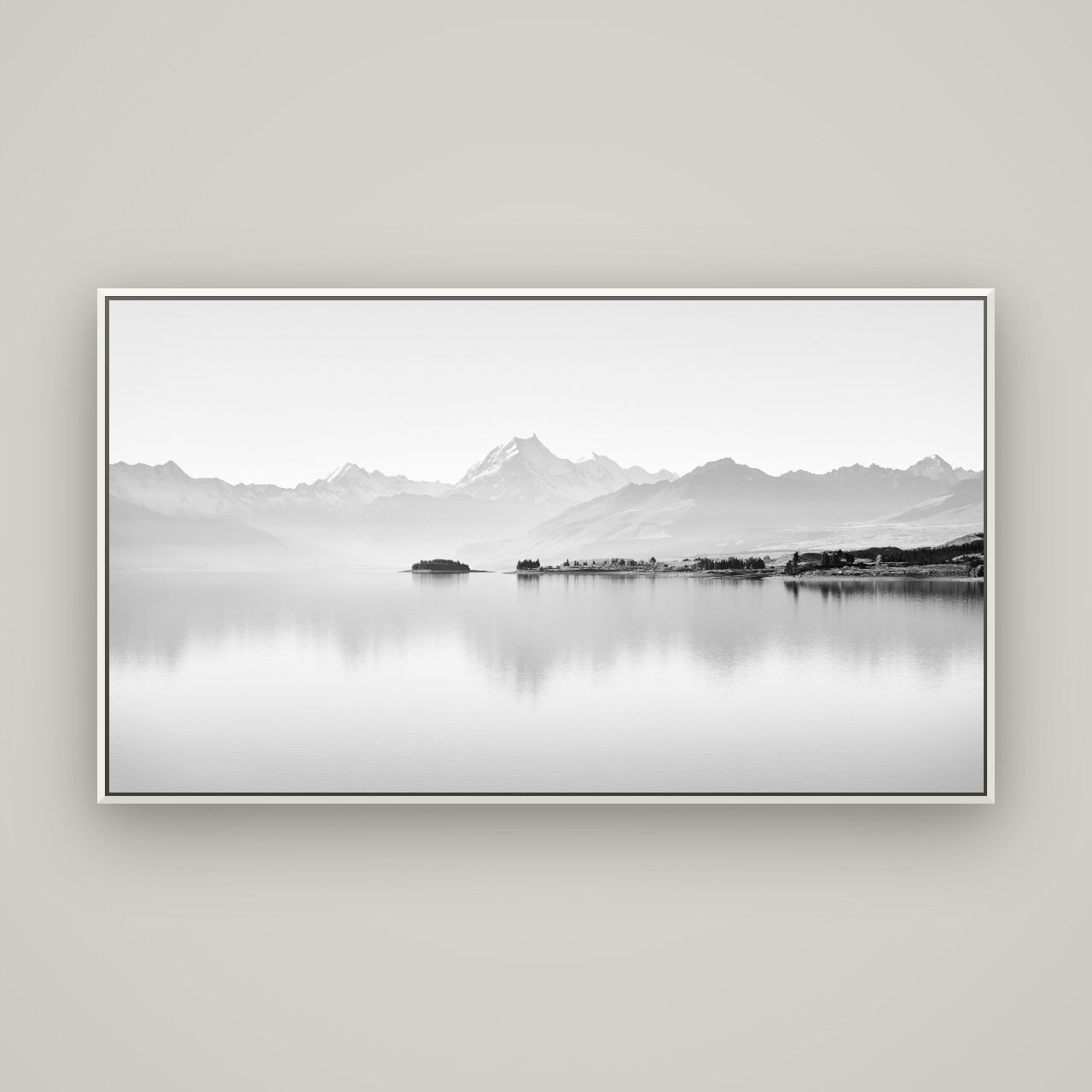 Cook's Elegance, Lake Pukaki — Basel White, 160×90 cm. New Zealand fine art wall art by Stephen Milner.
