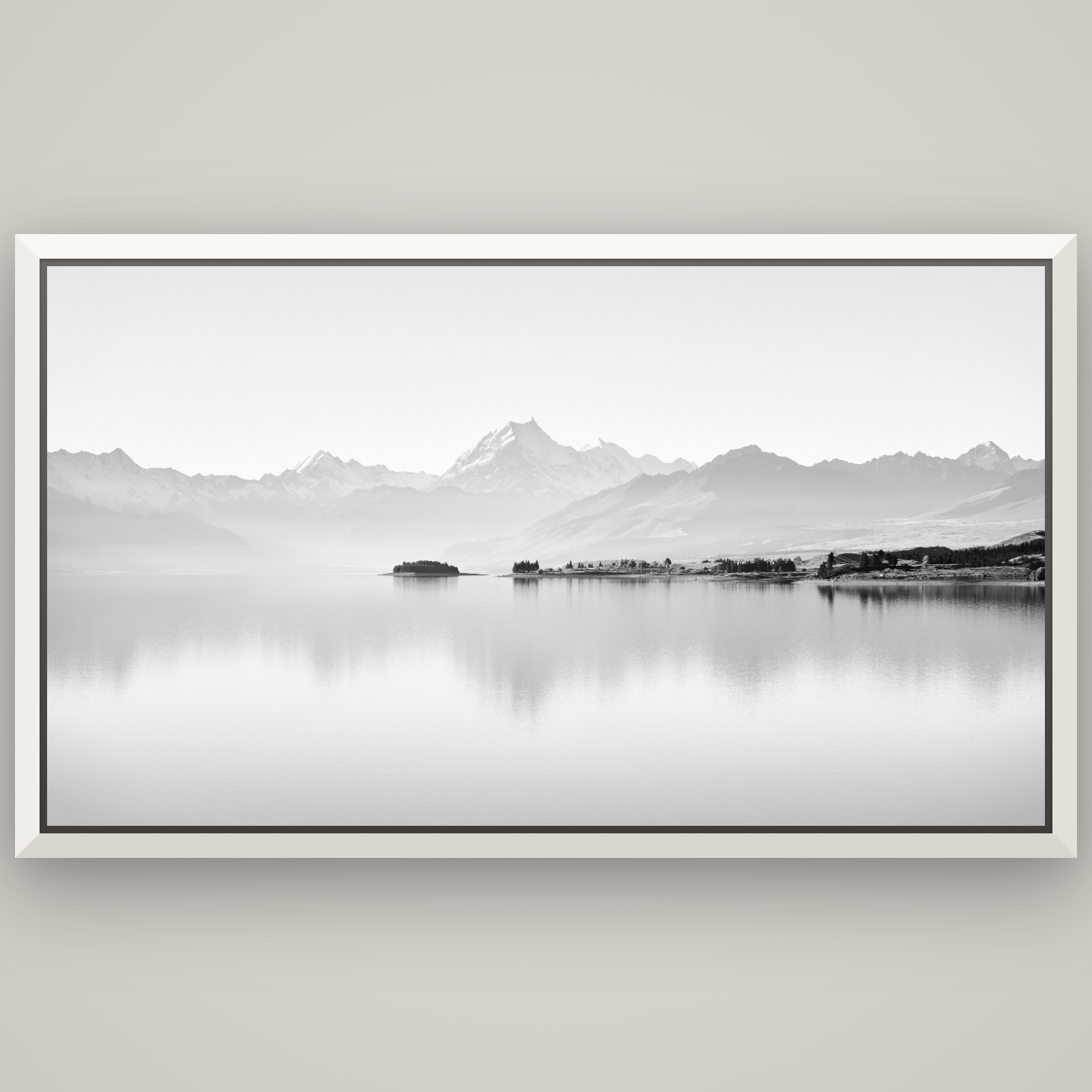 Cook's Elegance, Lake Pukaki — Basel White, 196×110 cm. New Zealand fine art wall art by Stephen Milner.