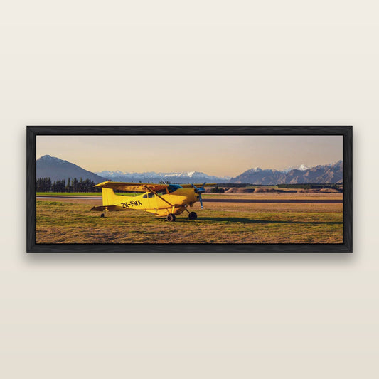 Adventure's Prelude, Sunset at Mount Aspiring — framed metallic canvas print, Black frame. New Zealand fine art landscape wall art by Stephen Milner.