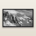 Crown of Cloud, Southern Alps, black and white framed metallic canvas print, Black frame. New Zealand fine art wall art by Stephen Milner.