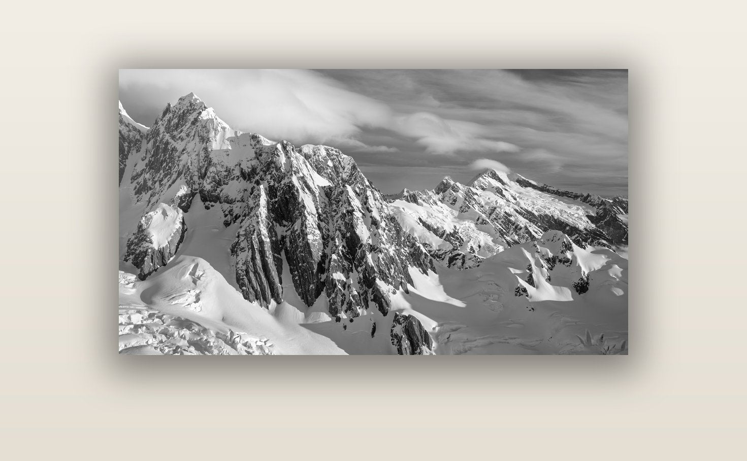 Crown of Cloud, Southern Alps — acrylic glass print, 122 × 61 cm. New Zealand fine art landscape wall art by Stephen Milner.