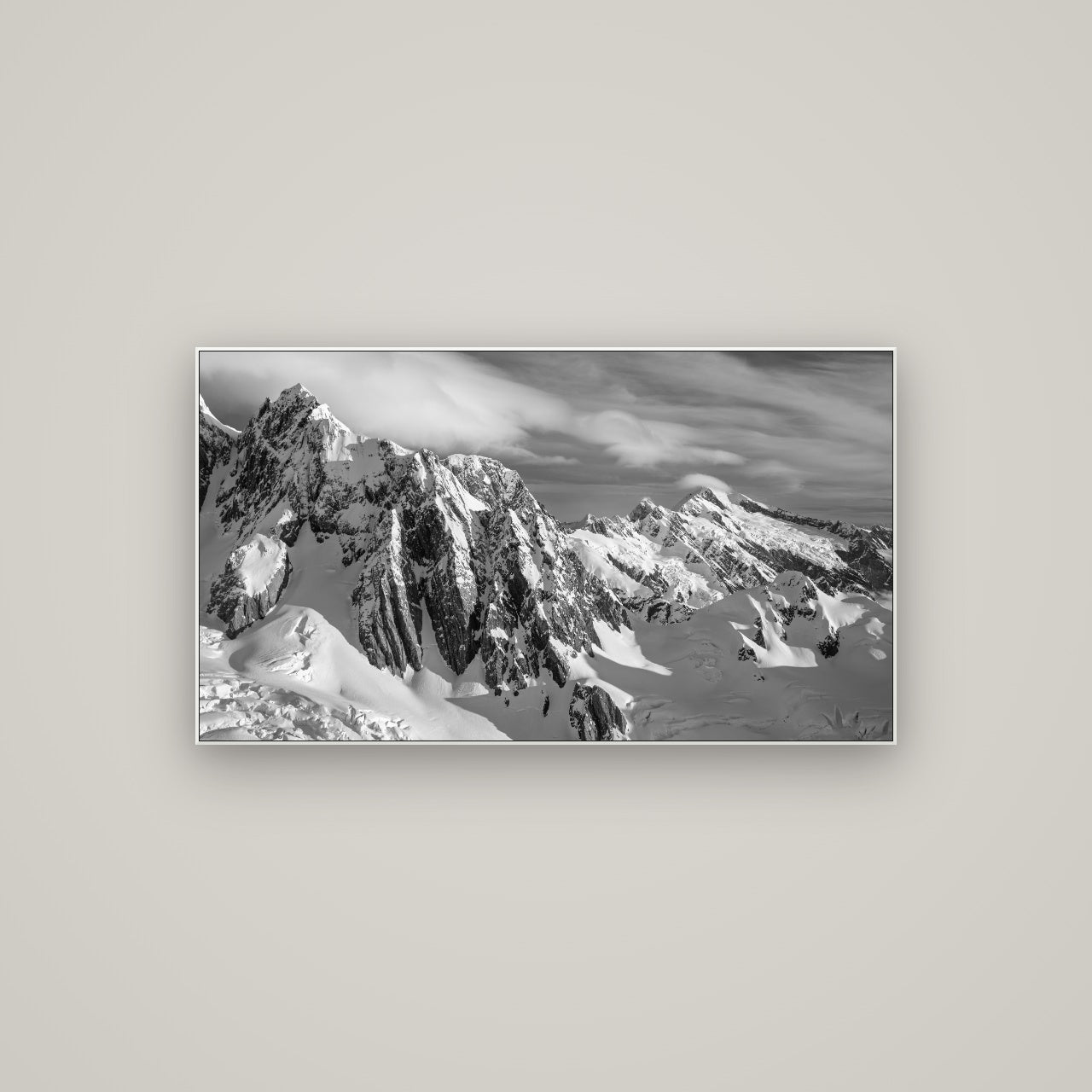 Crown of Cloud, Southern Alps — ArtBox White, 107×60 cm. New Zealand fine art wall art by Stephen Milner.