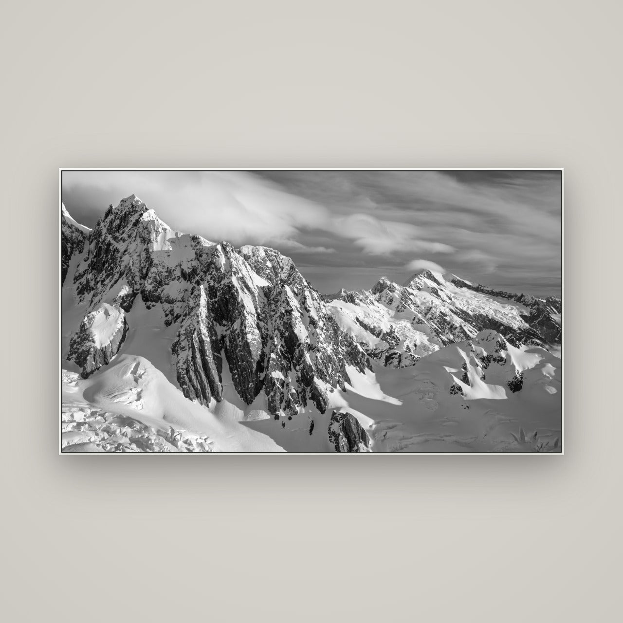 Crown of Cloud, Southern Alps — ArtBox White, 160×90 cm. New Zealand fine art wall art by Stephen Milner.