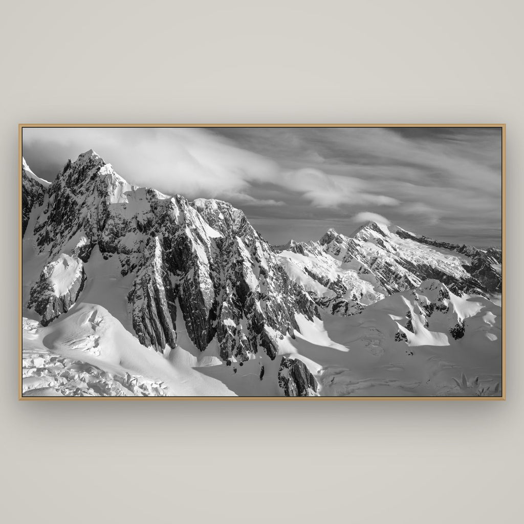 Crown of Cloud, Southern Alps, Basel Natural Oak, 196×110 cm. New Zealand fine art wall art by Stephen Milner.