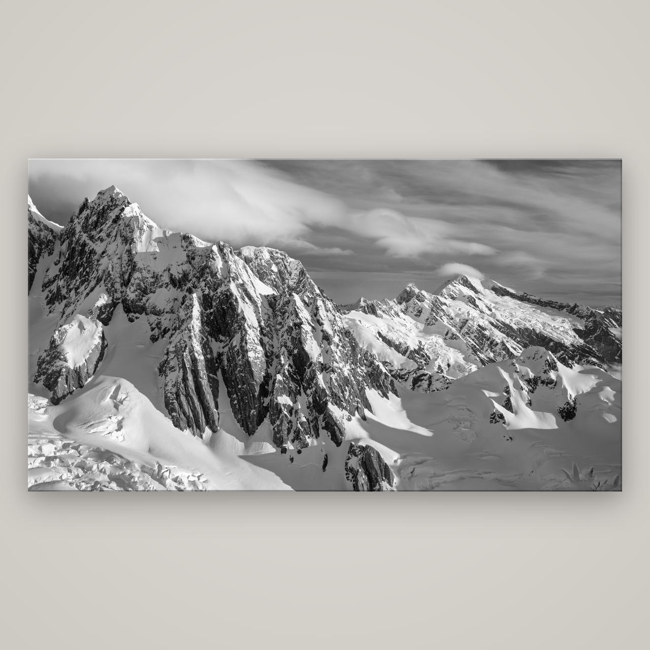 Crown of Cloud, Southern Alps — No frame, 196×110 cm. New Zealand fine art wall art by Stephen Milner.