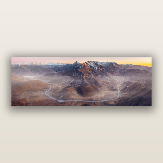 Dawn's Embrace, Lindis Pass Chronicles — frameless acrylic glass print. New Zealand fine art landscape photography by Stephen Milner.