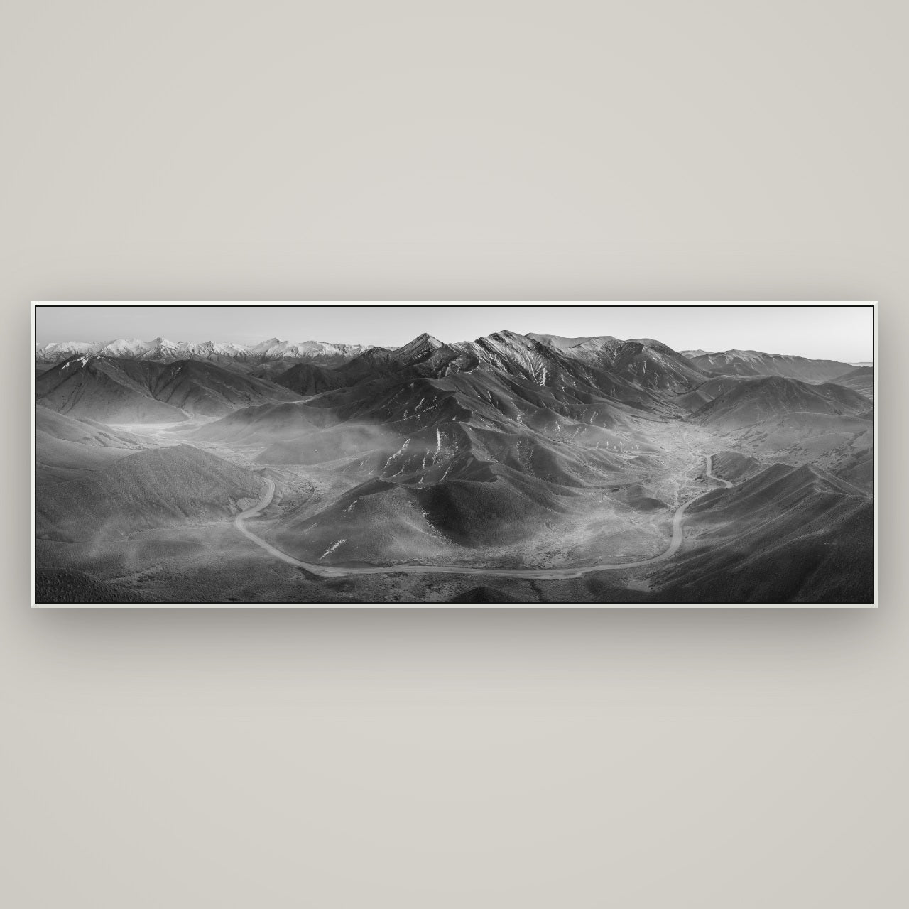 Dawn's Embrace, Lindis Pass Chronicles — ArtBox White, 198×70 cm. New Zealand fine art wall art by Stephen Milner.