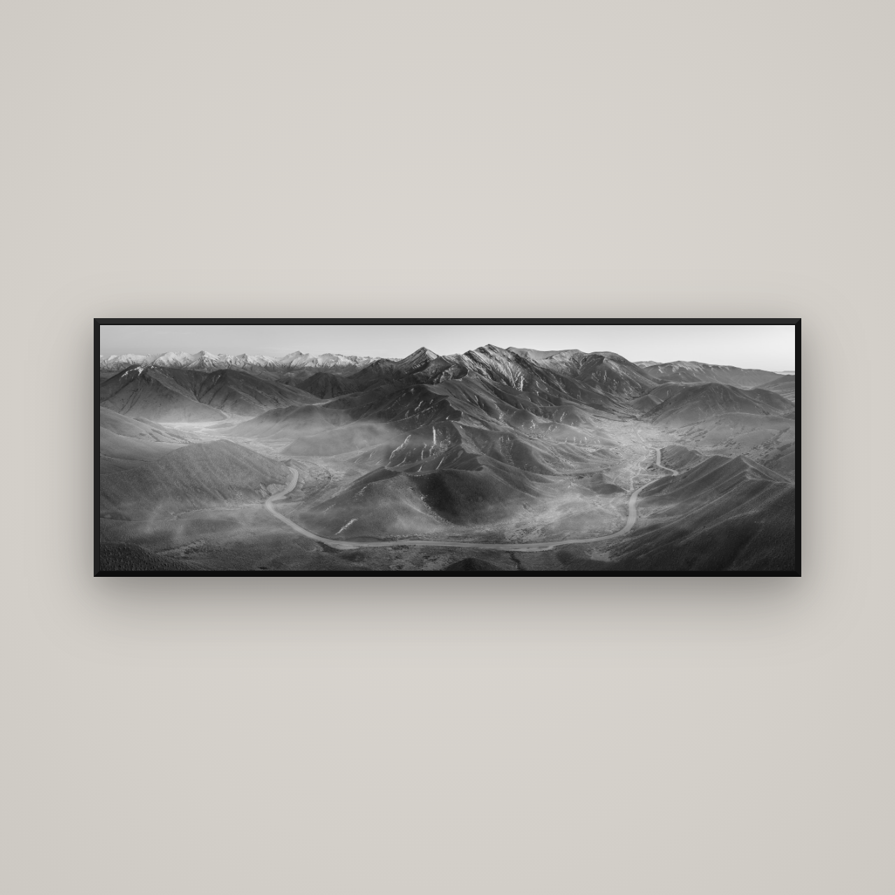 Dawn's Embrace, Lindis Pass Chronicles — Basel Black Matte, 170×60 cm. New Zealand fine art wall art by Stephen Milner.