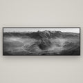 Dawn's Embrace, Lindis Pass Chronicles — Basel Black, 198×70 cm. New Zealand fine art wall art by Stephen Milner.