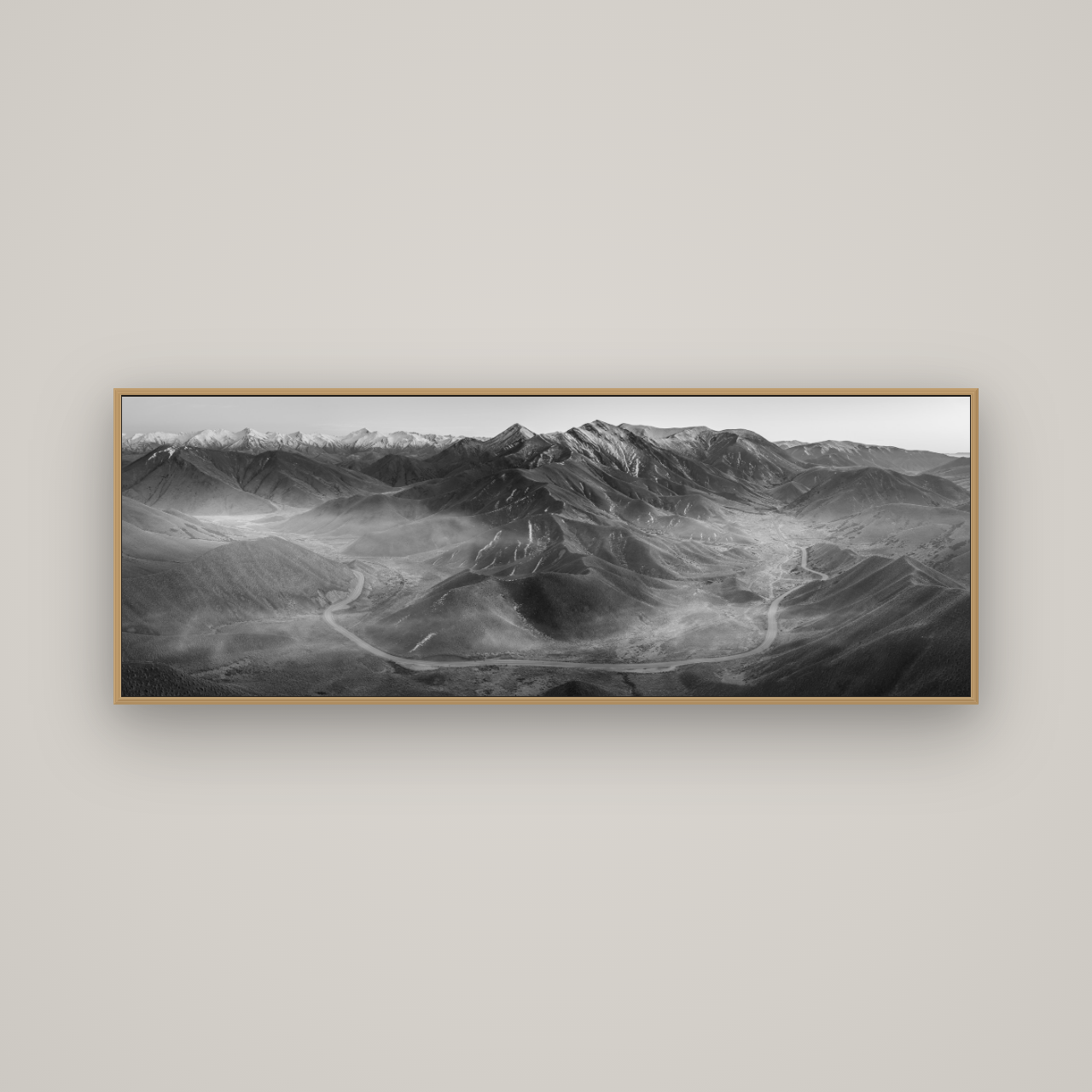 Dawn's Embrace, Lindis Pass Chronicles, Basel Natural Oak, 170×60 cm. New Zealand fine art wall art by Stephen Milner.
