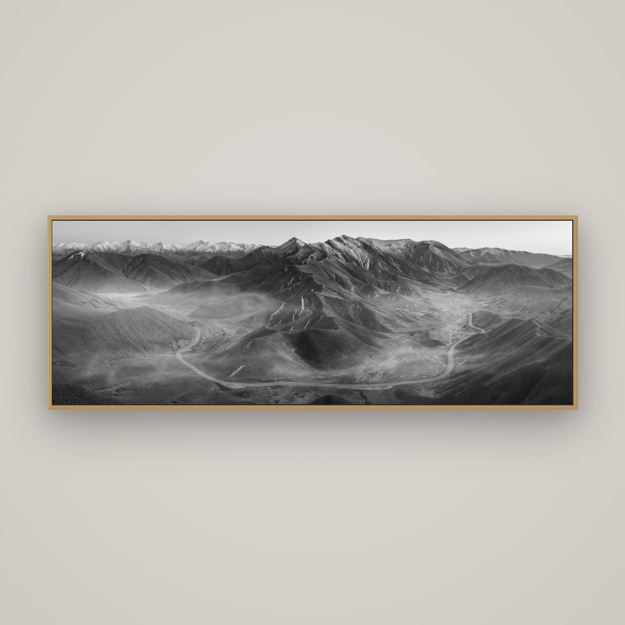 Dawn's Embrace, Lindis Pass Chronicles, Basel Natural Oak, 170×60 cm. New Zealand fine art wall art by Stephen Milner.